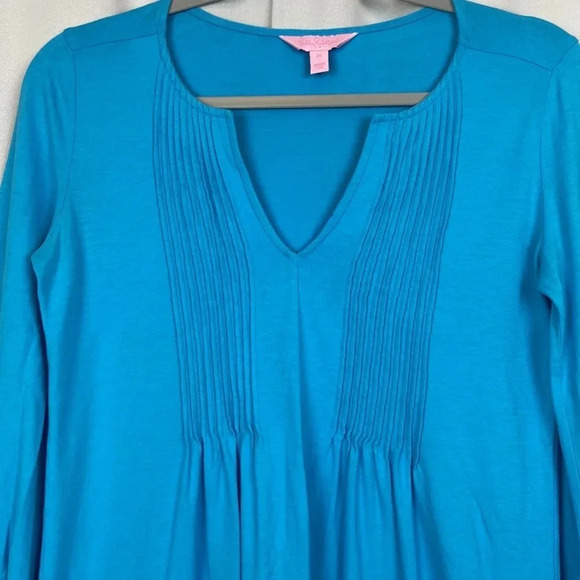 Lilly‎ Pulitzer Braylen Ariel Blue Quarter Sleeve Top Size XS - Picture 5 of 8